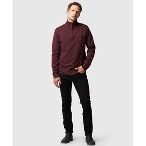 Rodd & Gunn Men's Sweater Maroon 3XL 100% Australian Cotton 1/4 Zip Long Sleeve